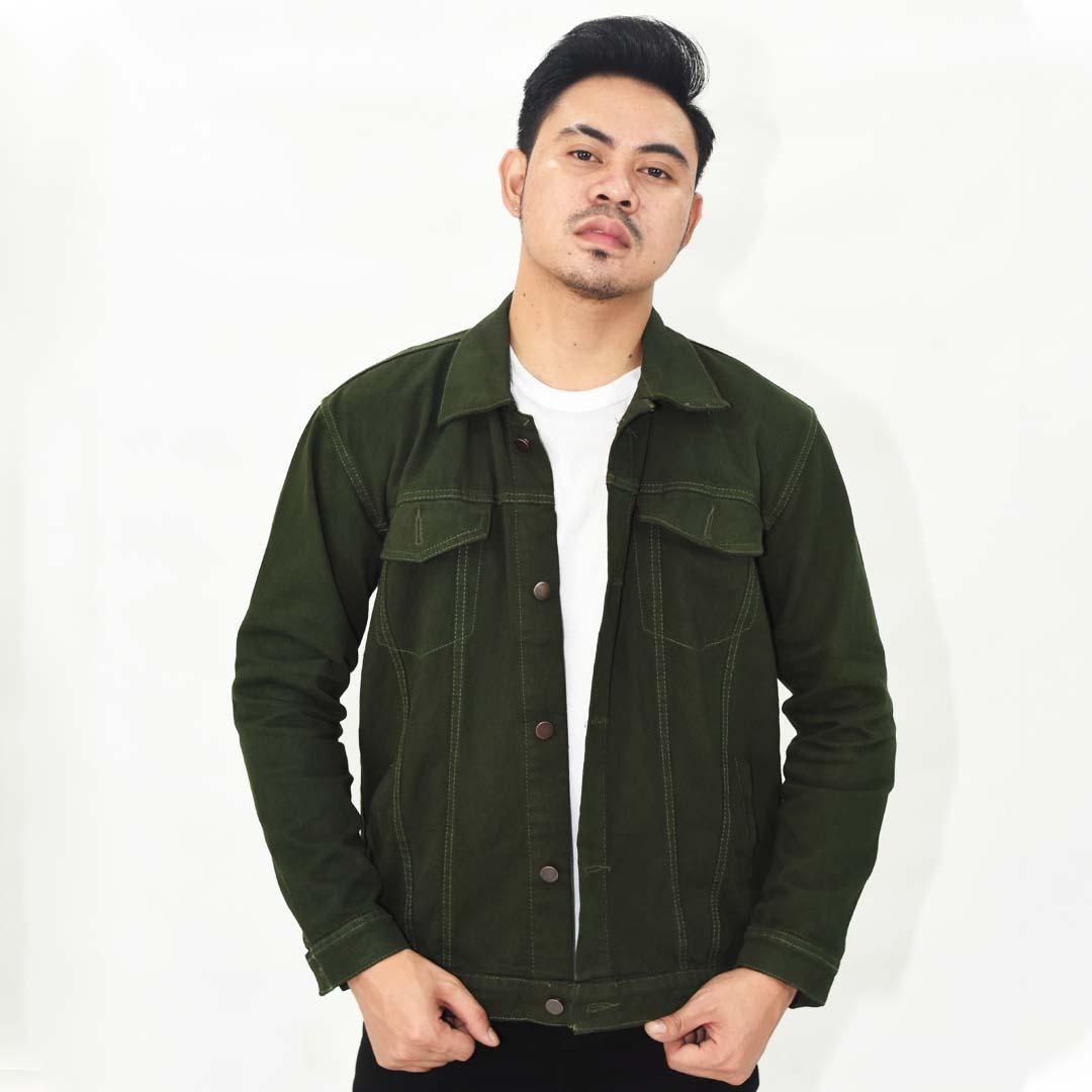 dark green denim jacket men