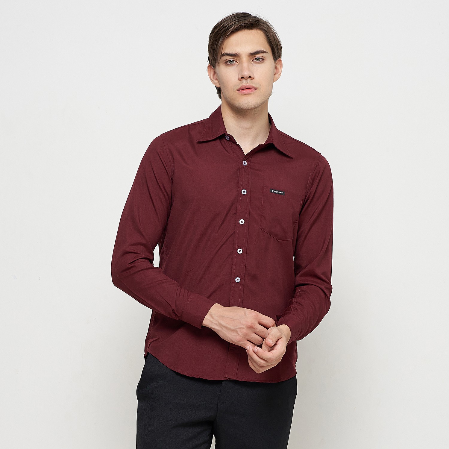 Kemeja Formal Maroon 2